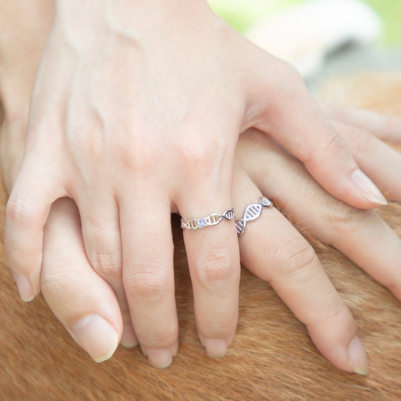 Moonstone 925 Sterling Silver DNA Couple Ring - General Rings - Gemstone Silver