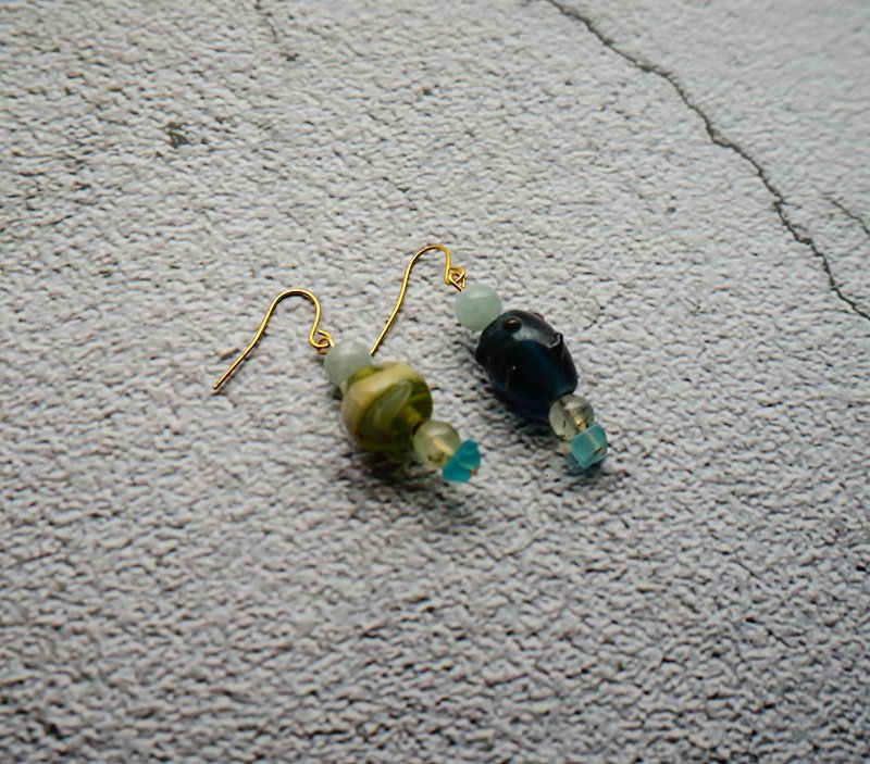 Handmade Earrings | Forest - ต่างหู - กระจกลาย สีน้ำเงิน