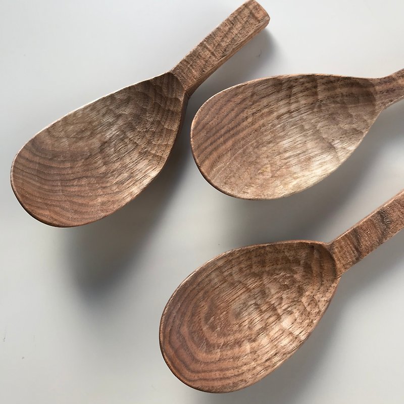Walnut Serrated Server Spoon Longe Type - Cutlery & Flatware - Wood Brown