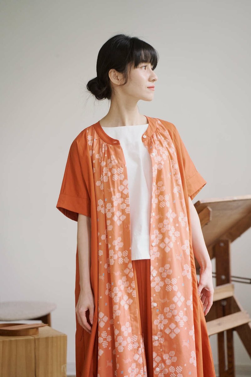 Printed music - One Piece Dresses - Cotton & Hemp Orange