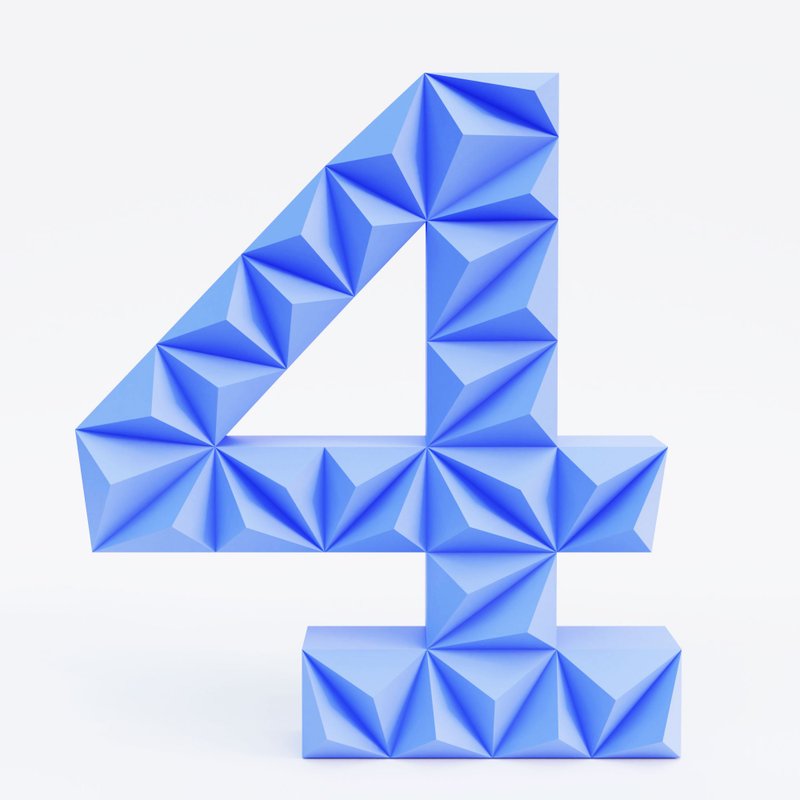 DIY Paper Number Four 3D Papercraft Printable PDF, height 50 cm - 手工藝教學/工具書 - 其他材質 