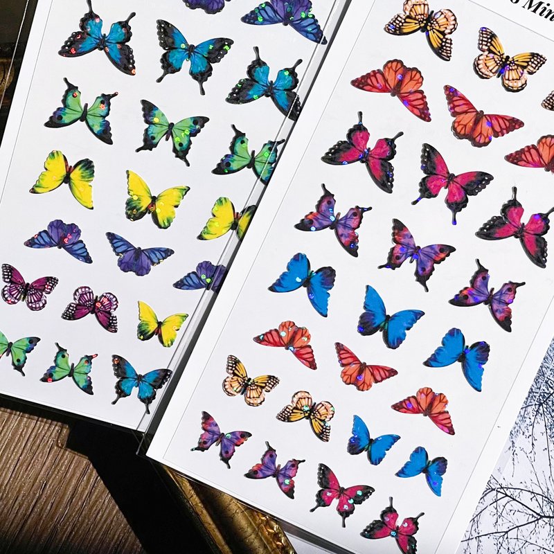 Butterfly collection Ver.2 - holographic seal sticker (minher studio) - 貼紙 - 紙 多色