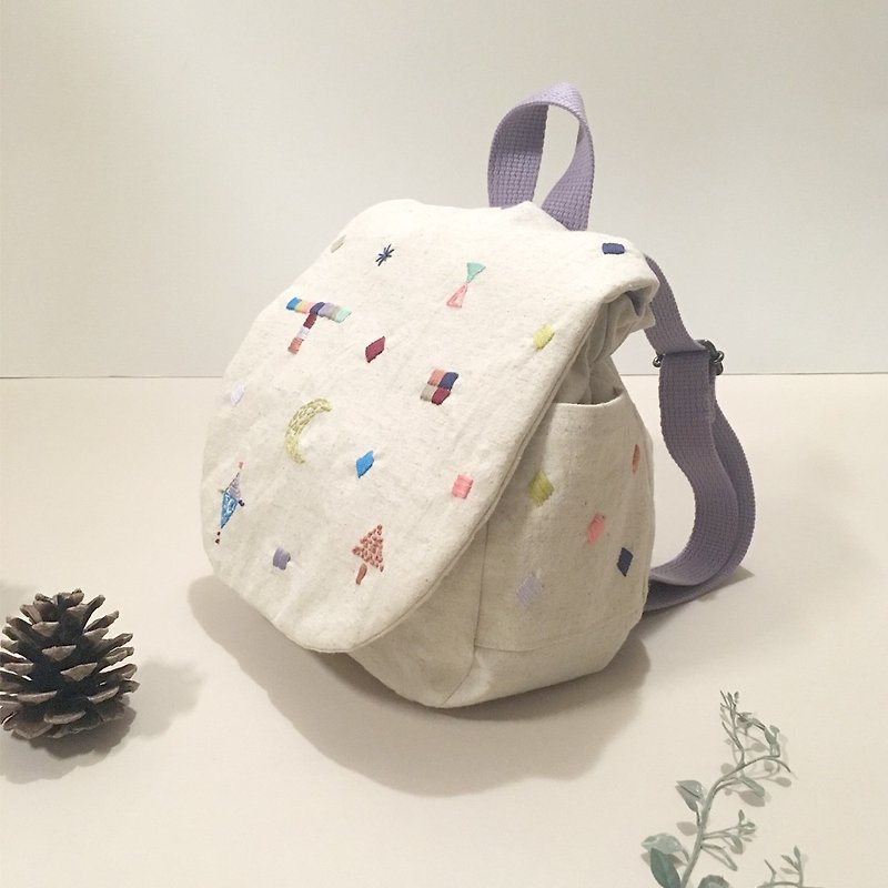 Baby backpack of embroidery - Baby Gift Sets - Cotton & Hemp White