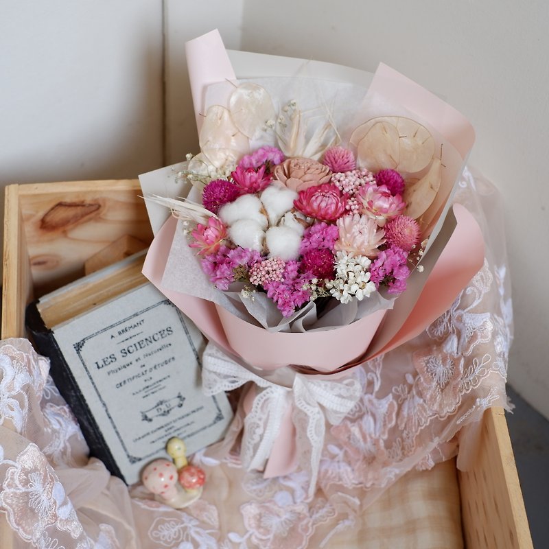 Unfinished | Pink Dry Flowers Medium Bouquet Graduation Gifts Graduation Season Spot - ตกแต่งต้นไม้ - พืช/ดอกไม้ สึชมพู