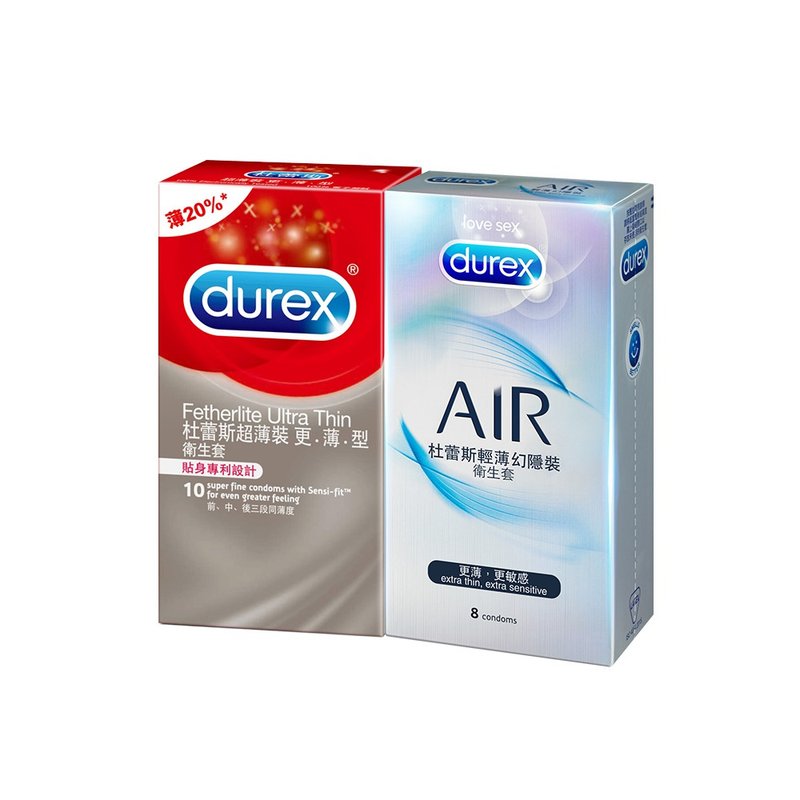 Durex 杜蕾斯AIR輕薄幻隱裝衛生套8入+超薄裝更薄型10入 - 情趣用品 - 乳膠 透明