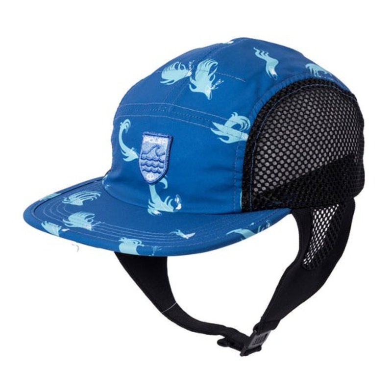 日本限定 POLER 2WAY SURF CAP 兩用衝浪五片帽 附扣帶 / 藍印花 - 帽子 - 聚酯纖維 藍色