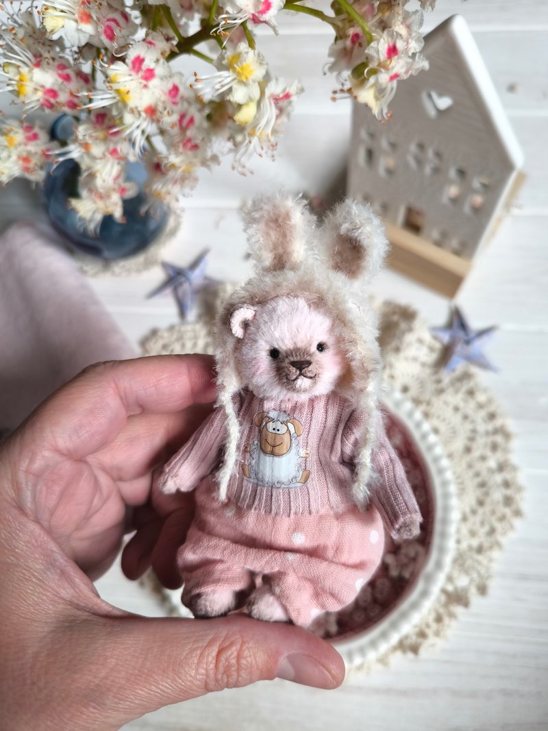 Pink bear - Stuffed Dolls & Figurines - Other Materials Pink