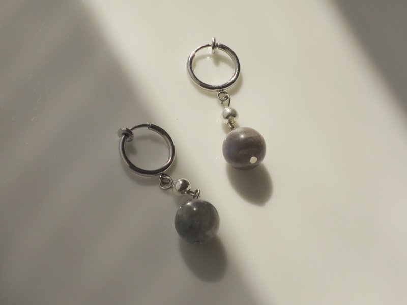 俄羅斯藍貓 系列 Bleu Russe Collection - 耳環/耳夾/耳骨夾 - 半寶石 灰色