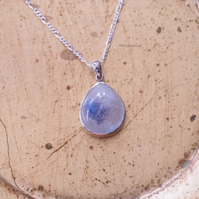 藍線石 手工銀鍊 Dumortierite in quartz silver necklace - 項鍊 - 半寶石 藍色