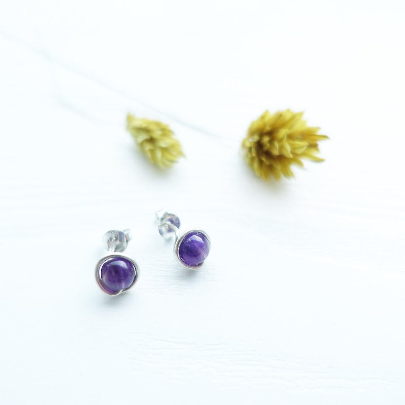 <GENIES>Amethyst Silver Earrings Clip On Piercings Ear Cuffs - Earrings & Clip-ons - Other Materials Purple