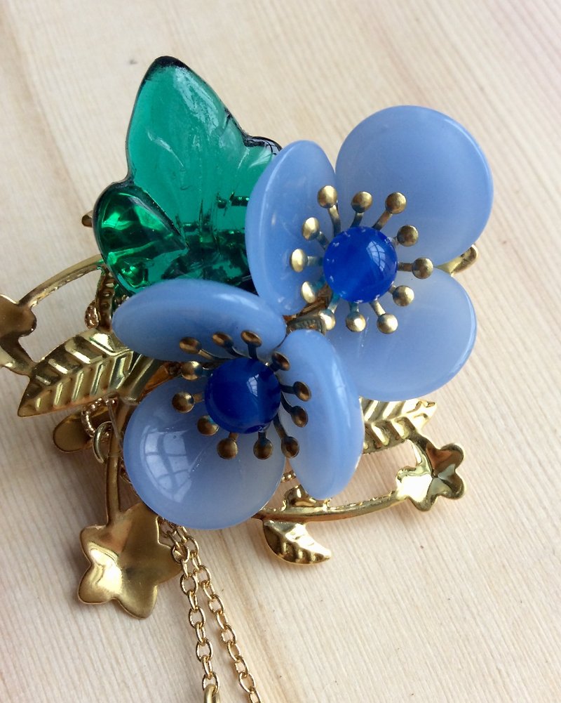 Meow hand ~ blue three petals duck mouth clip hairpin - เครื่องประดับผม - วัสดุอื่นๆ สีน้ำเงิน