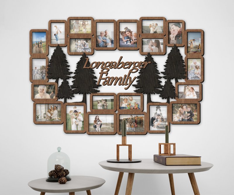 Custom large picture frame collage with spruce Personalized family photo frames - 壁貼/牆壁裝飾 - 木頭 咖啡色