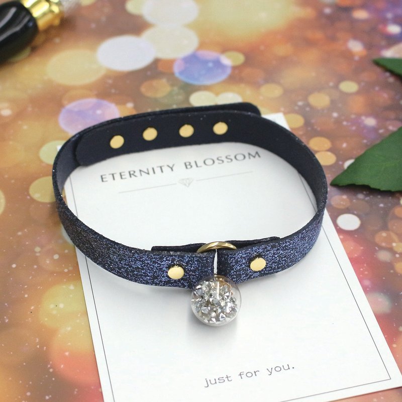 Starry Sky 許願球午夜藍 Choker –粗款 - 項鍊 - 真皮 藍色