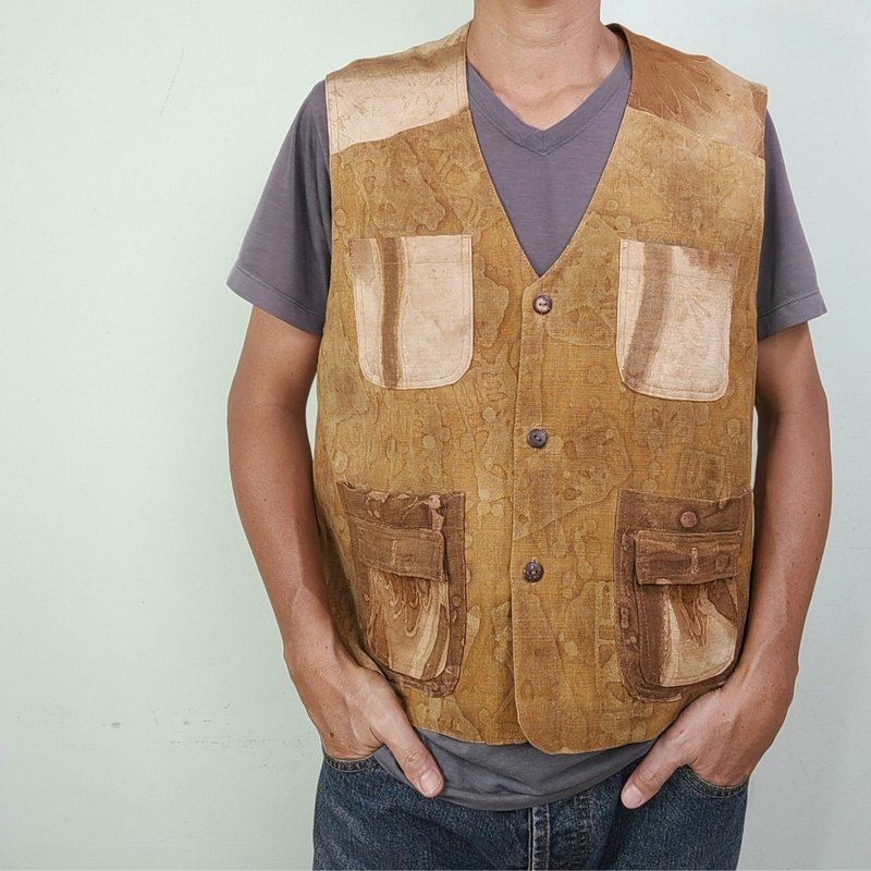 Banana sap Waistcoat (A01) - Men's Tank Tops & Vests - Cotton & Hemp Brown