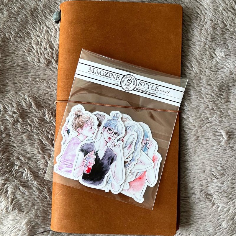 季季Chichi // MAGZINE STYLE no.1 // 長髮LOOK 單張貼紙6入 - 貼紙 - 紙 