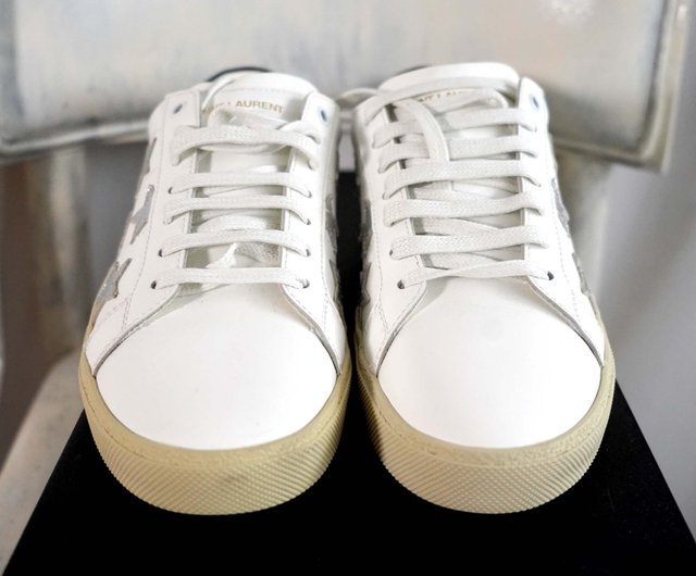 SAINT LAURENT ホワイトレザー星柄スニーカー 42サイズ