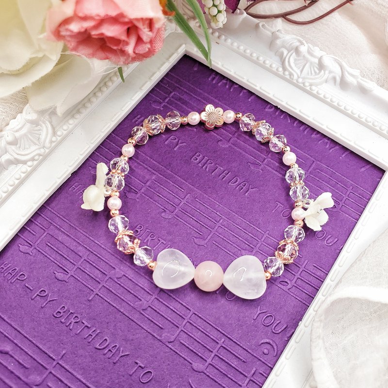 Fairy Princess Style Rose Quartz White Crystal Bracelet - สร้อยข้อมือ - คริสตัล หลากหลายสี