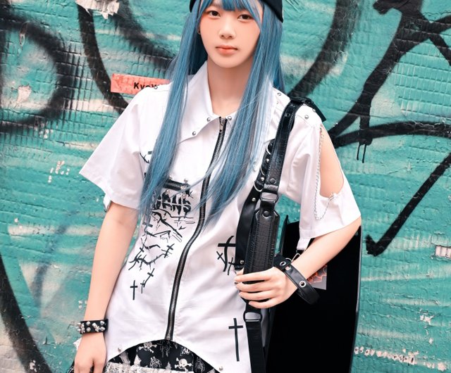 Tokyo Cyberpunk Streetwear Styles w/ Pink Hair, Killstar Harness