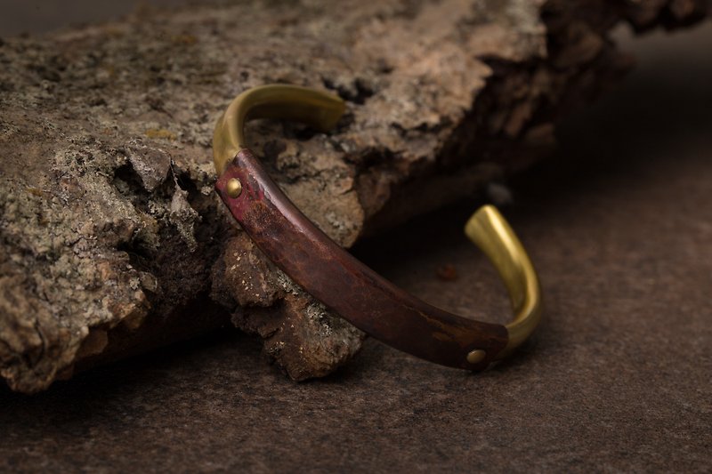 Two-color rivet bracelet - Bronze+ Bronze - Bracelets - Copper & Brass Red