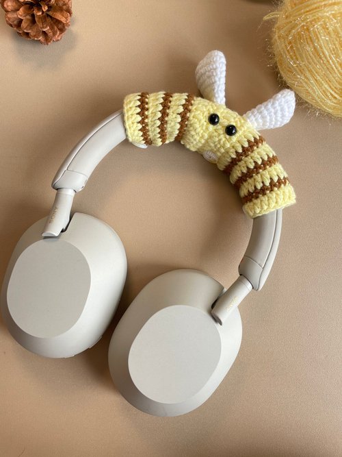 Pawpawcrochet 原創設計可愛蜜蜂造型 AirPod Max 保護套 索尼 XM5 頭戴式耳機