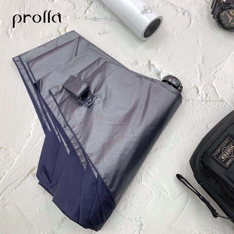 Prolla 超輕量二折式反向超迷你傘 抗UV金屬漆 遮光降溫 碳纖傘 - 雨傘/雨衣 - 防水材質 藍色