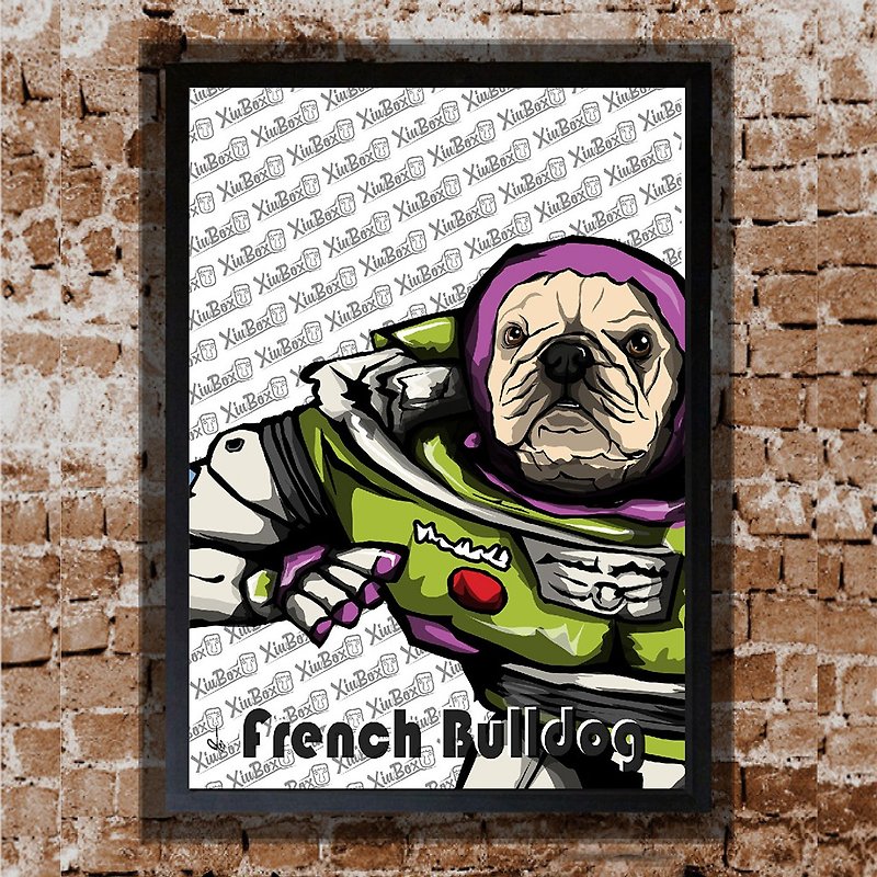 Buzz Lightyear Dog Fighting Illustration Exclusive Original Puzzle A4 Size Photo Frame Frame Decoration - กรอบรูป - วัสดุอื่นๆ สีดำ