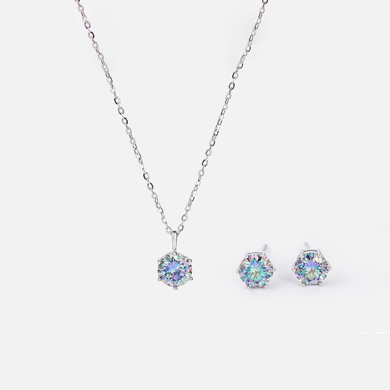 AMARA オーロララブ モアサナイト ネックレス＆ピアスセット 誕生日 バレンタイン クリスマス ギフト - ネックレス - その他の素材 