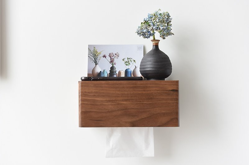 Wall-mounted tissue box, North American black walnut log beauty, no need to drill holes for installation - กล่องทิชชู่ - ไม้ 