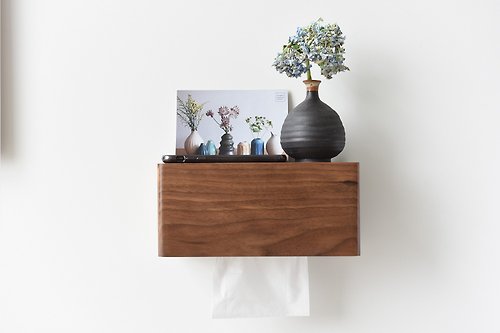 CHONG 翀 壁掛面紙盒 北美黑胡桃原木美物 免打孔安裝