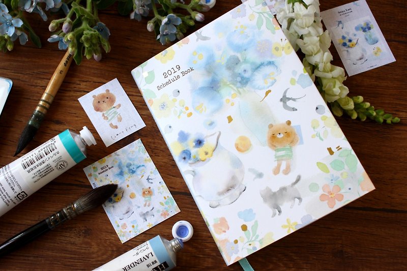 凉丰x Dimanche 2019 watercolor set hand book flower season - สมุดบันทึก/สมุดปฏิทิน - กระดาษ หลากหลายสี