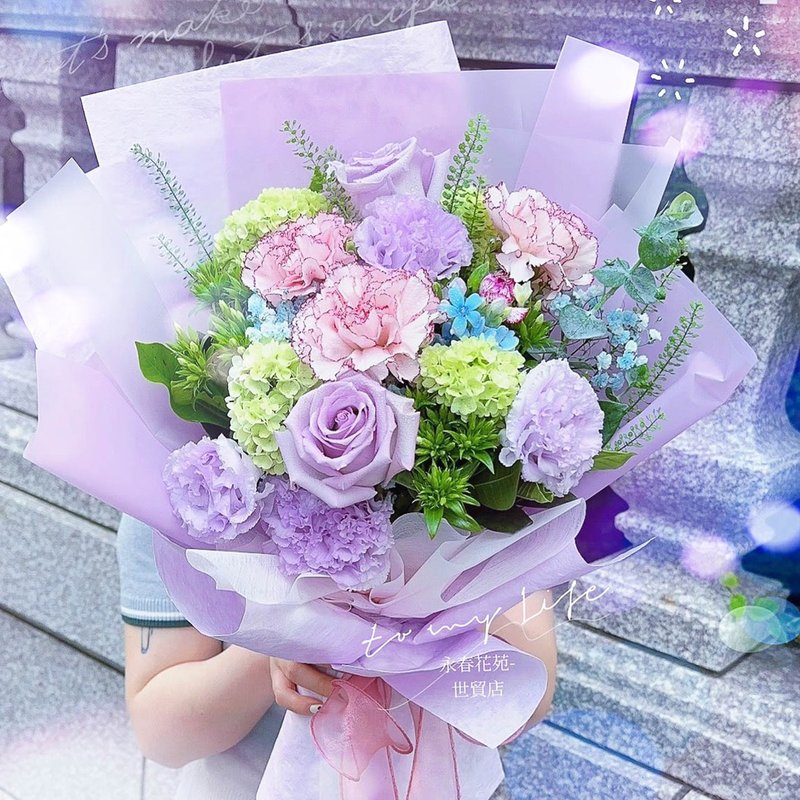 心月如昔鮮花花束 | 情人節 生日 送禮首選 | 台北可自取 - 乾燥花/永生花 - 植物．花 紫色