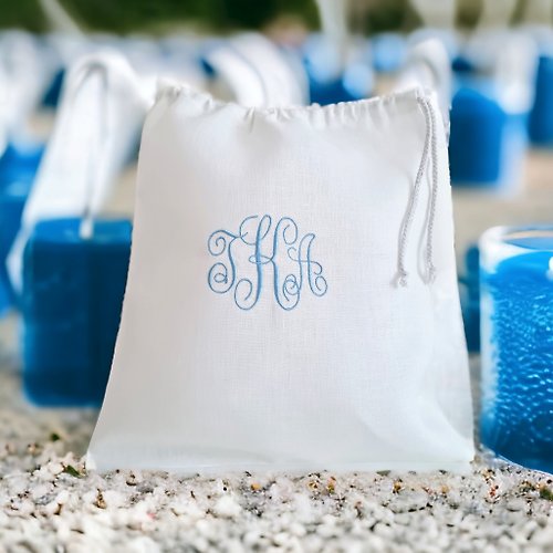 Linen Home Gifts Wedding Bride shoe bag linen custom monogram embroidered, personalized gift bag
