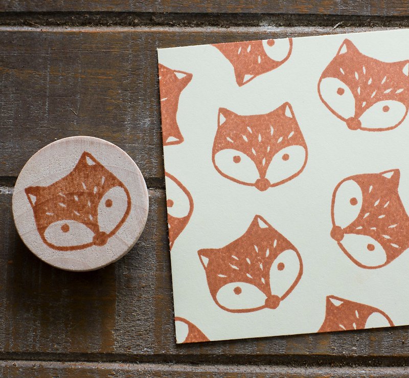Good Friends in the Forest Series Little Fox Carved Seal Hand Carved Rubber Stamp - ตราปั๊ม/สแตมป์/หมึก - ยาง สีส้ม