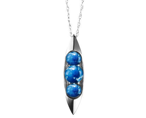 Majade Jewelry Design 藍晶石鎖骨鍊 14k白金三石母子項鍊清新金飾 皇家藍誕生石金墜子