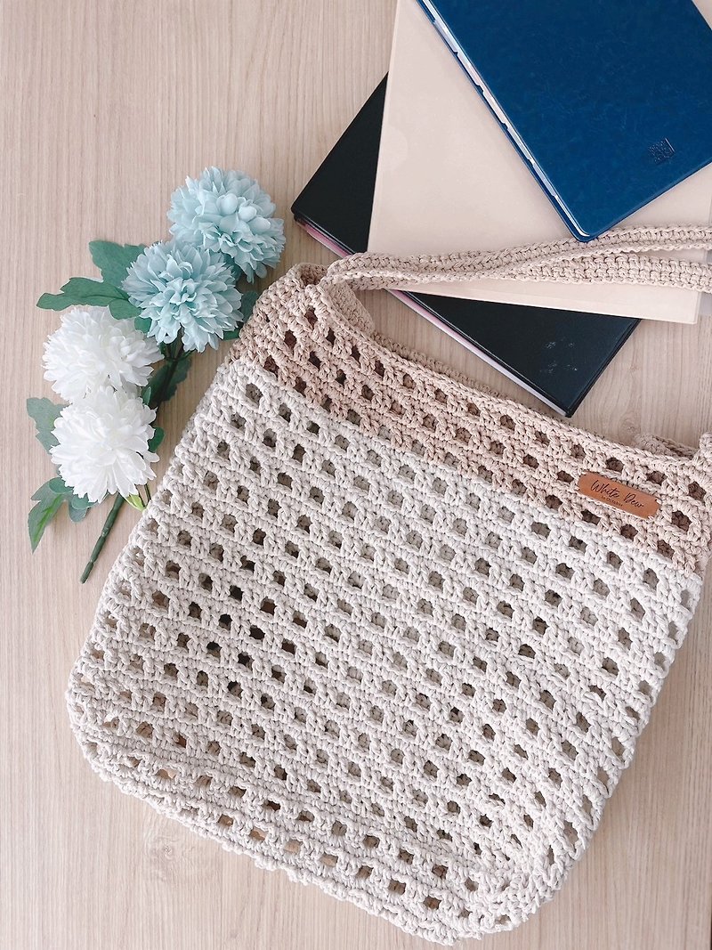 Waffle summer bag | Hand-crocheted | Customized color matching | - Messenger Bags & Sling Bags - Cotton & Hemp 