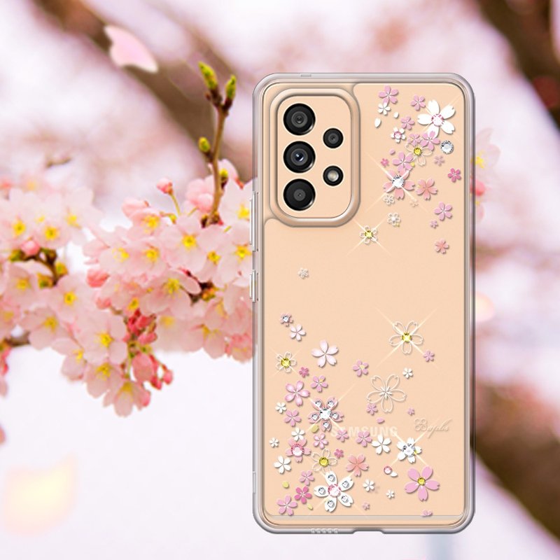 Samsung Galaxy A53 5G 防震雙料水晶彩鑽手機殼-浪漫櫻 - 手機殼/手機套 - 其他材質 多色