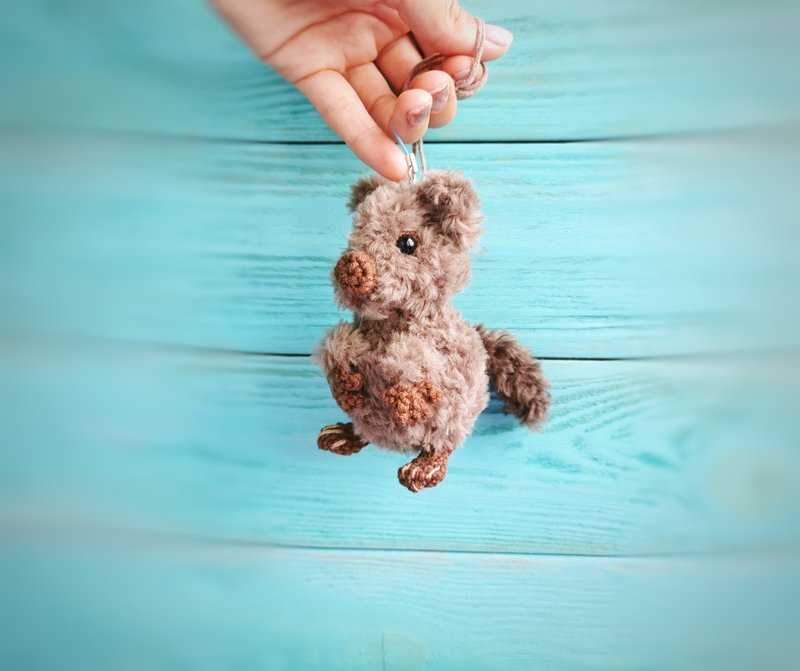 Cute Quokka plush, car hanging,  car view mirror,  car charm - 鑰匙圈/鑰匙包 - 其他材質 卡其色