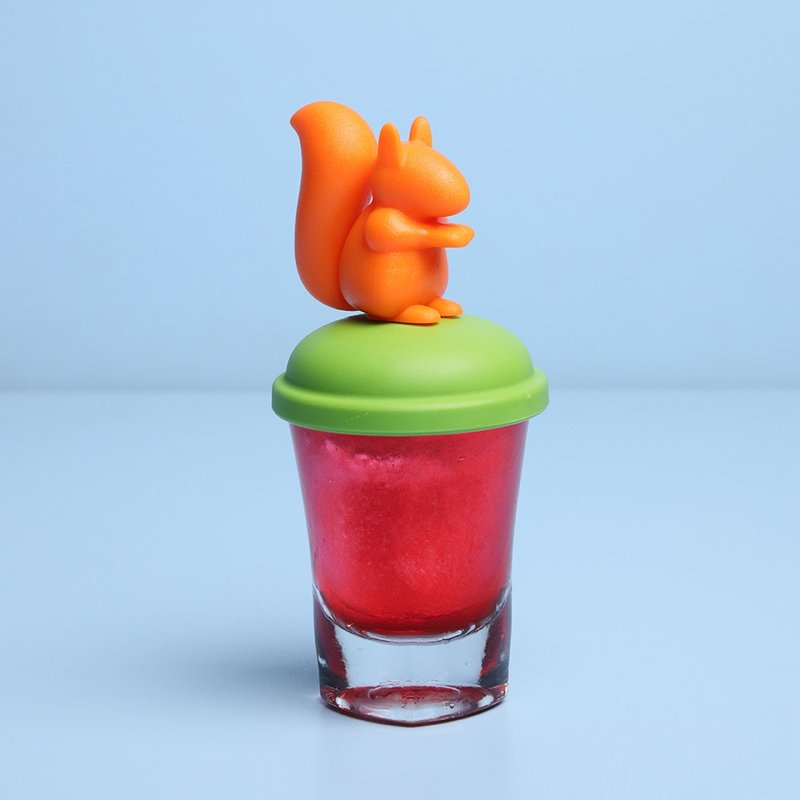 [New Summer Product] QUALY Acorn Squirrel-Glass Popsicle Cup - Cups - Glass Multicolor