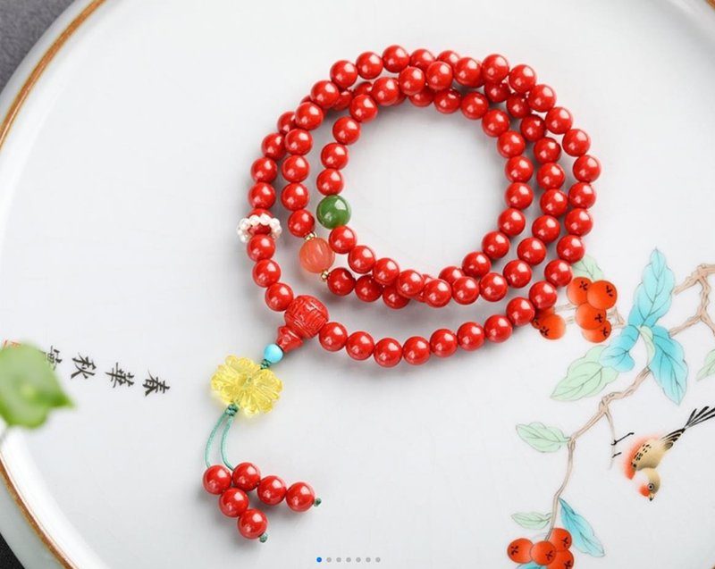 新款美貨 天然原礦精品紅砂三圈手鏈 硃砂含量高達95%以上 - 手鍊/手環 - 寶石 