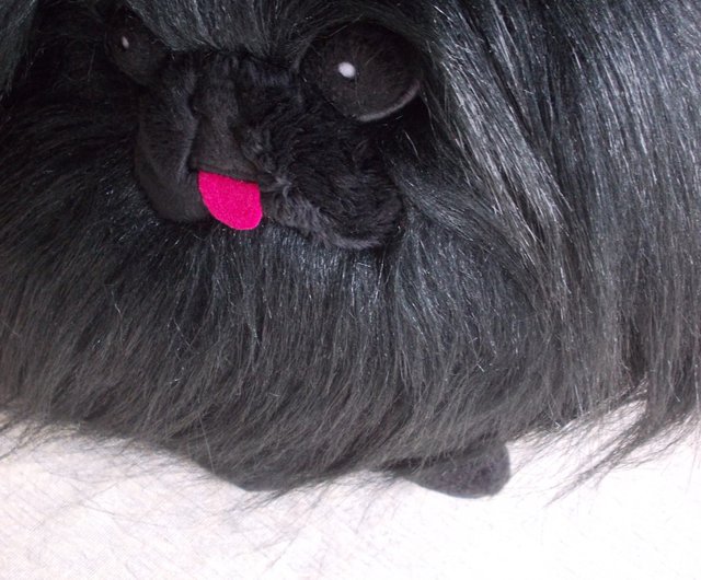 lovely Pekingese dog 14x10cm furry fur dog model toy polyethylene