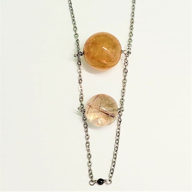 Natural rutile quartz necklace (with certificate) - Necklaces - Gemstone 