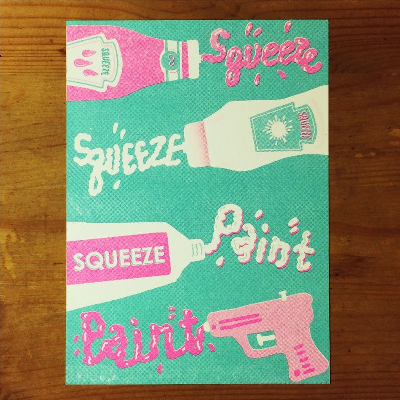 risograph 8月色彩實驗 pink+mint 明信片 - 卡片/明信片 - 紙 白色