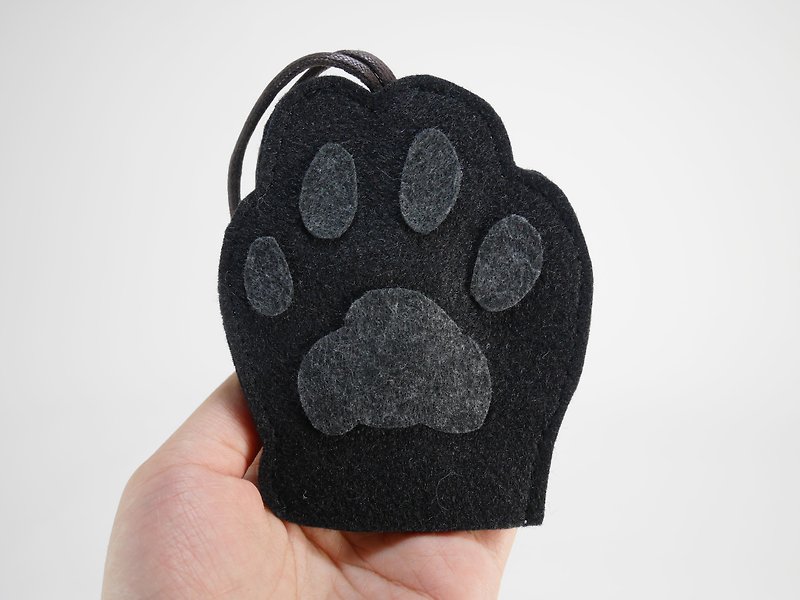可愛動物鑰匙包－黑貓掌 - 鑰匙圈/鎖匙扣 - 聚酯纖維 黑色