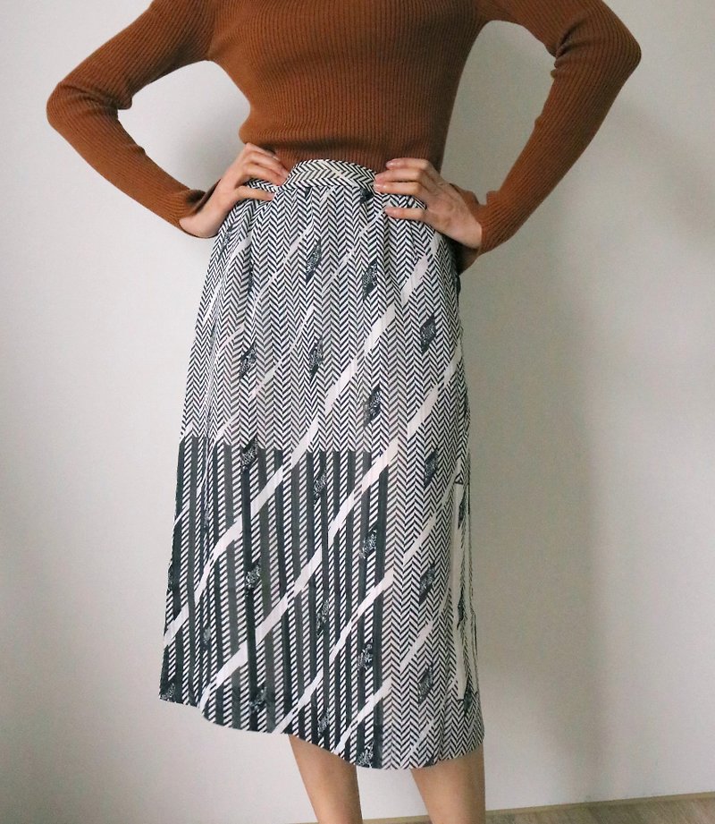 Lydia Skirt Geometric Print A-Line Skirt - Vintage - Skirts - Polyester Blue