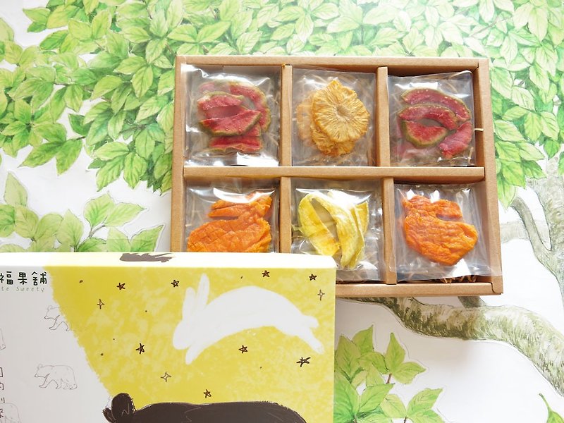 Happy Fruit Shop-Mid-Autumn Moon Bear Dried Fruit Gift Box (6 boxes, 18 pieces) - ผลไม้อบแห้ง - อาหารสด สีเหลือง