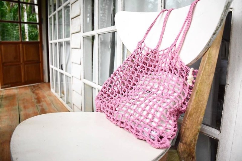 Pink Nagridia Crochet Bag - 手袋/手提袋 - 棉．麻 粉紅色