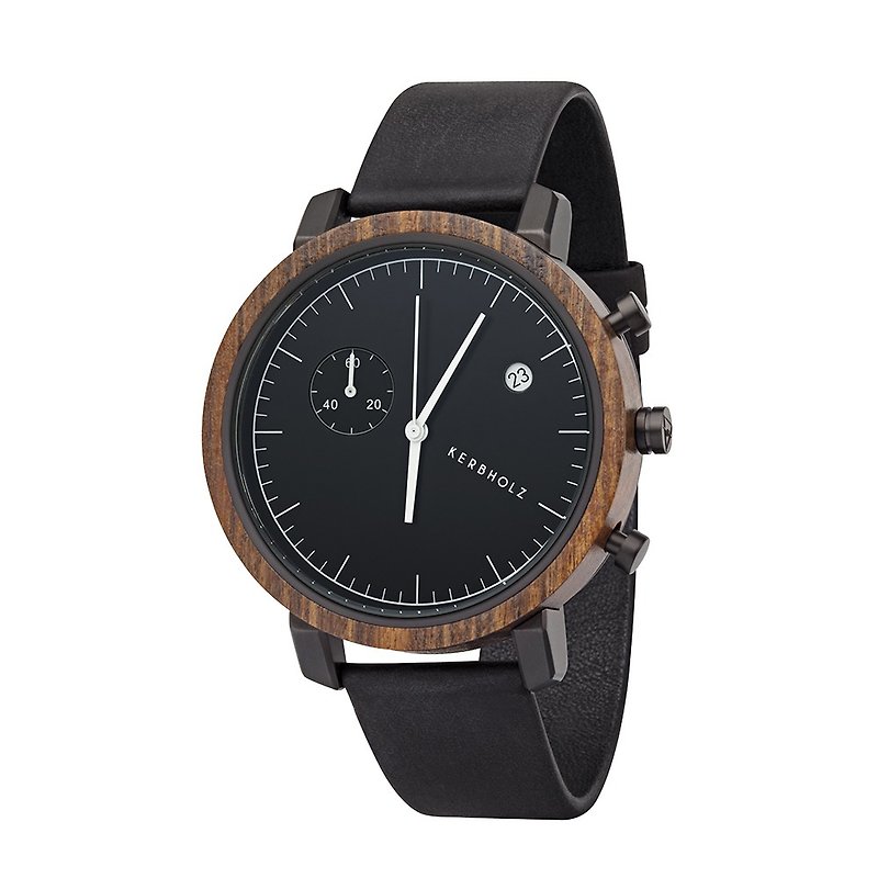 KERBHOLZ-Log Watch-FRANZ-Night Black (45mm) - นาฬิกาผู้หญิง - วัสดุอื่นๆ สีดำ