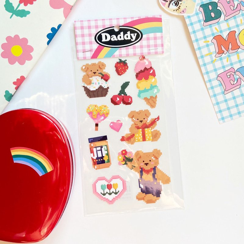 Bear Pixel (Ice-Cream) Sticker - 貼紙 - 其他材質 多色