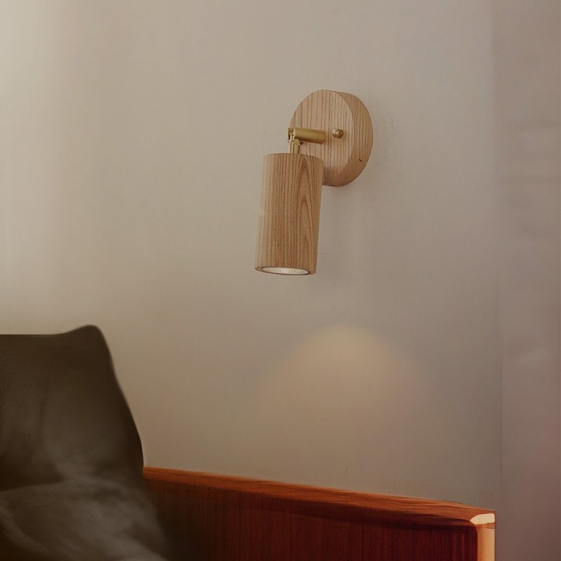 Taisho retro Western style North American ash wall lamp handmade by wood craftsmen 171LW - โคมไฟ - ไม้ สีกากี