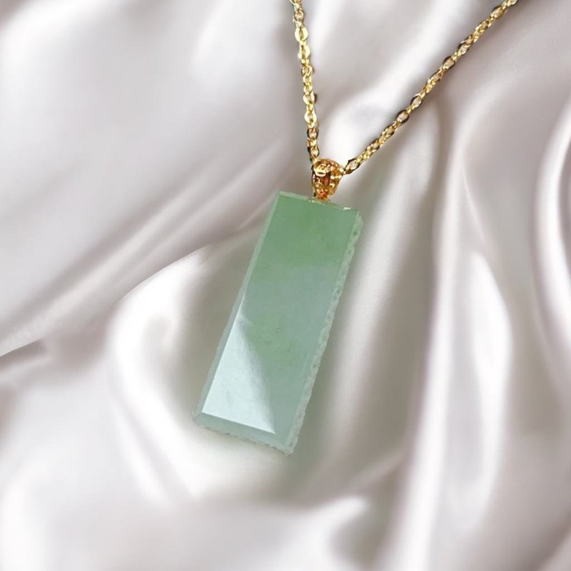 [Mother's Day Special] Ice Green Jade Wushi Brand Necklace 18K Gold | Natural Burmese Jade Jade A Grade | Gift - Necklaces - Jade Transparent